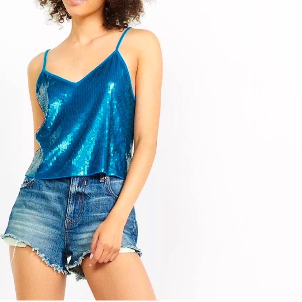 Express Sequin Embellished Crop Top Tank